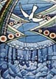 Upomínka na svátost biřmování - vitráž - Duch Svatý v podobě holubice